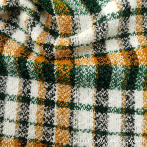 Boucle fashion Plaid design with loops yarn fabrics